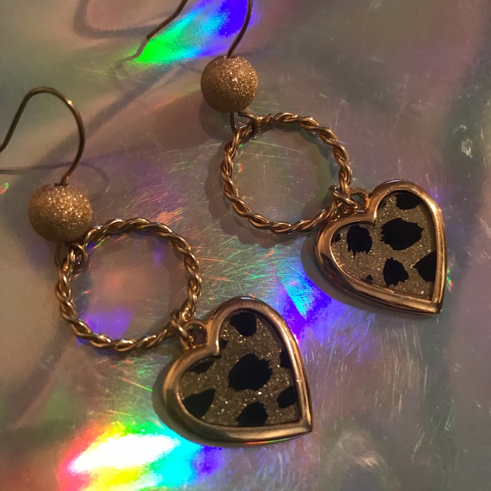 Leopard glitter  vintage earrings Betsey Johnson